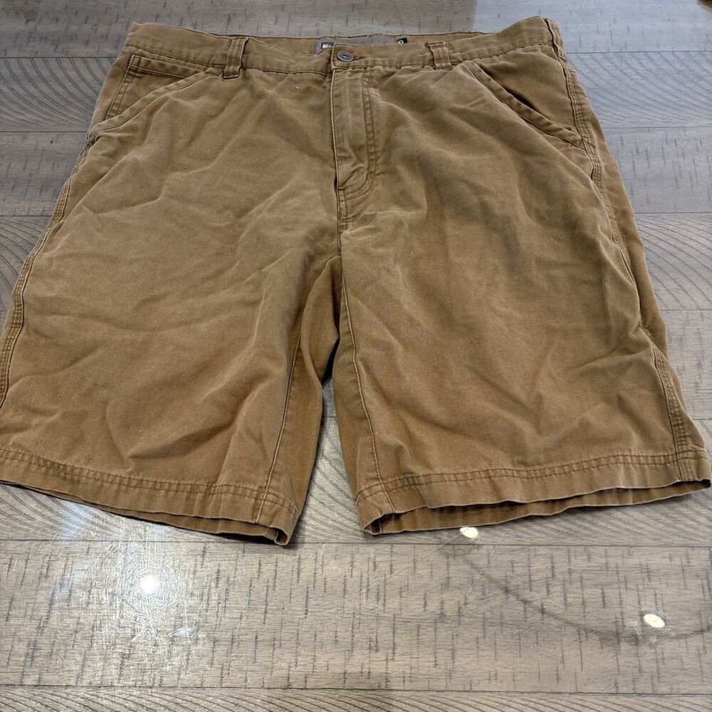 rei mens shorts brown canvas khakis casual travel chino size 36